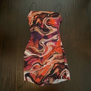 PrettyLittleThing Spaghetti Strap Swirl Printed Mini Dress